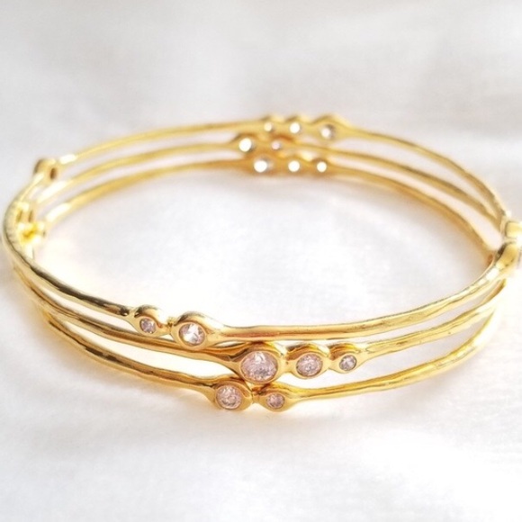 :: Stella & Dot | Dainty Gold Bangle Bracelets Retired✨Sparkle [3] Devi … - Picture 2 of 5